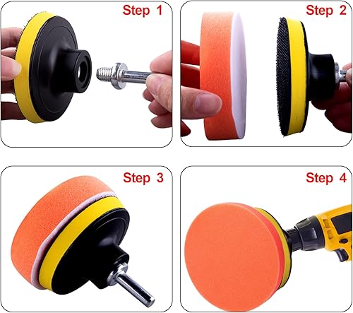 Miniatura 6 de SIQUK 26 Piezas Almohadillas de Pulido para Automóvil de 3 Pulgadas Kit de Almohadillas de Pulido de Automóvil Almohadillas de Pulido de Espuma