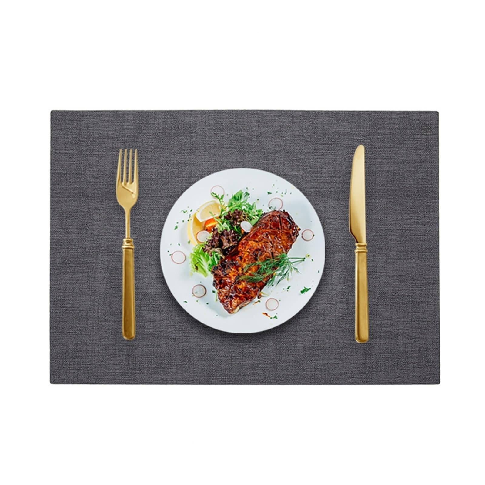 Set de table anti-tache gris foncé tissé pour protéger la table des rayures