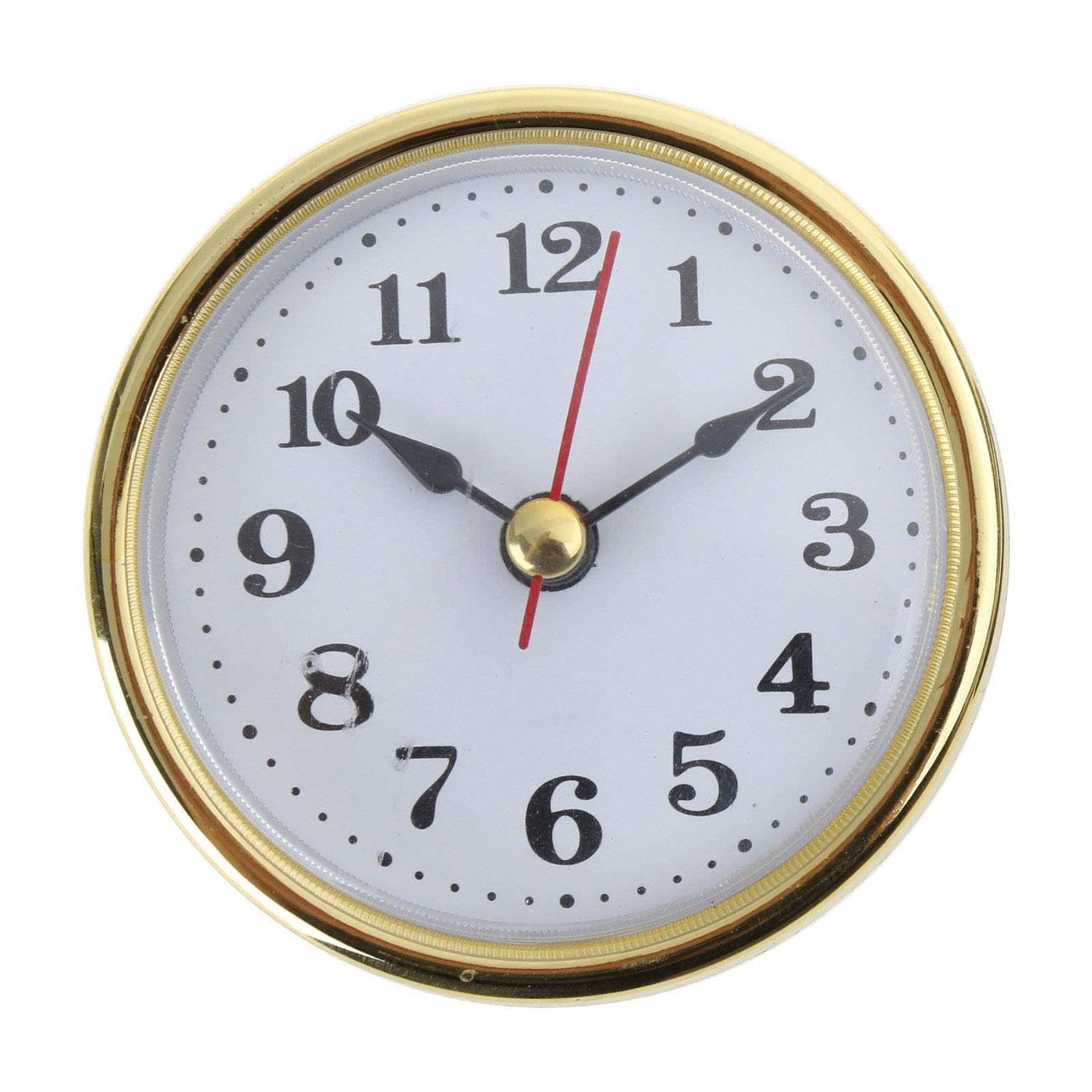 hogtnd Miniture 2-1/2" 65mm Round Movement White Dial Gold Silver Arabic Numeral Clock Insert