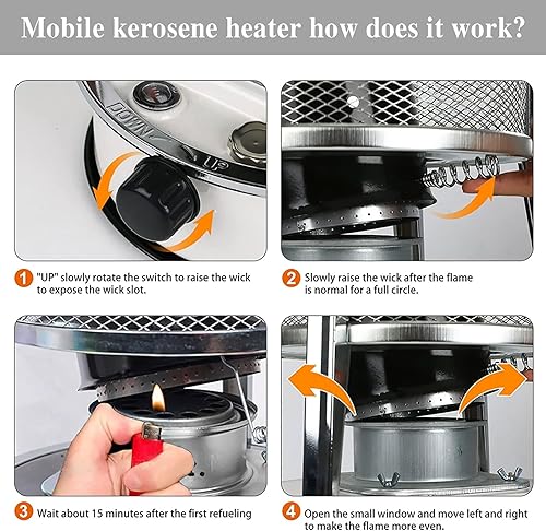 Miniatura 7 de Calentador de queroseno, calentadores de queroseno para uso en interiores, calentador portátil para campamento, estufa de queroseno, calentadores no