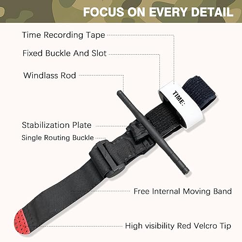 Miniatura 2 de Kit de torniquetes de primeros auxilios Torniquete extra largo Equipo de control hemostático Aplicación rápida con una mano al aire libre Paquete de