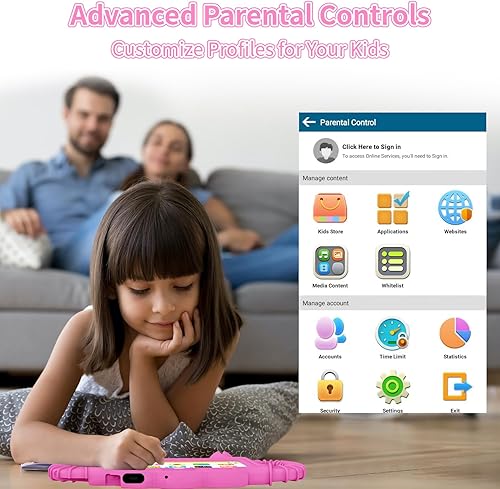 Miniatura 5 de TUOHAITIME Tableta Android 11 para niños de 7 pulgadas, tabletas para niños de 3 GB y 32 GB, tableta iWawa, aplicación precargada de control