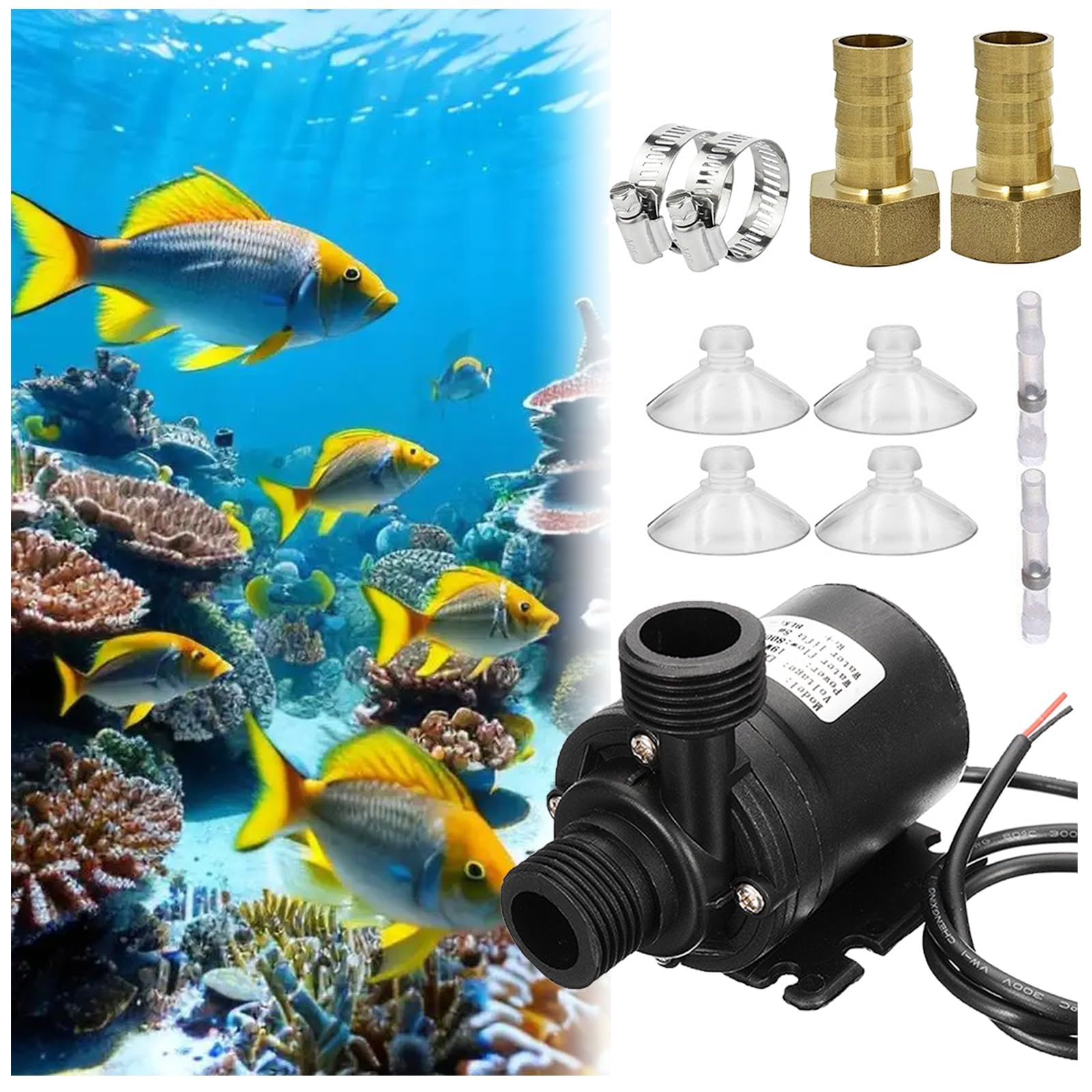 Pompe à Eau Submersible sans Balai, DC 12V Pompe a Eau, 800L/H 5m Mini Pompe à Eau Submersible, Pompe Pour bassin, aquarium, fontaine solaire