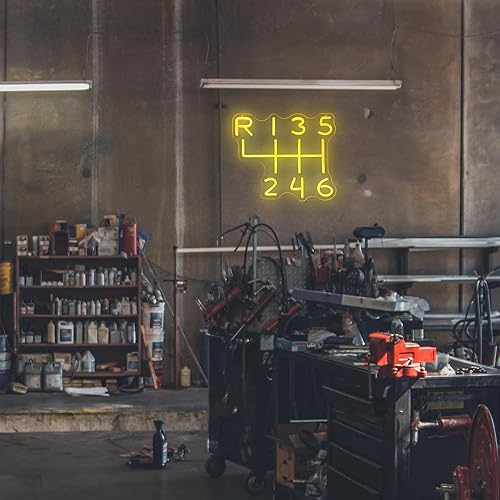 Miniatura 5 de Letrero de neón para caja de cambios de automóvil, diseño de caja de cambios manual de neón, regalos para papá, lámpara LED de garaje para