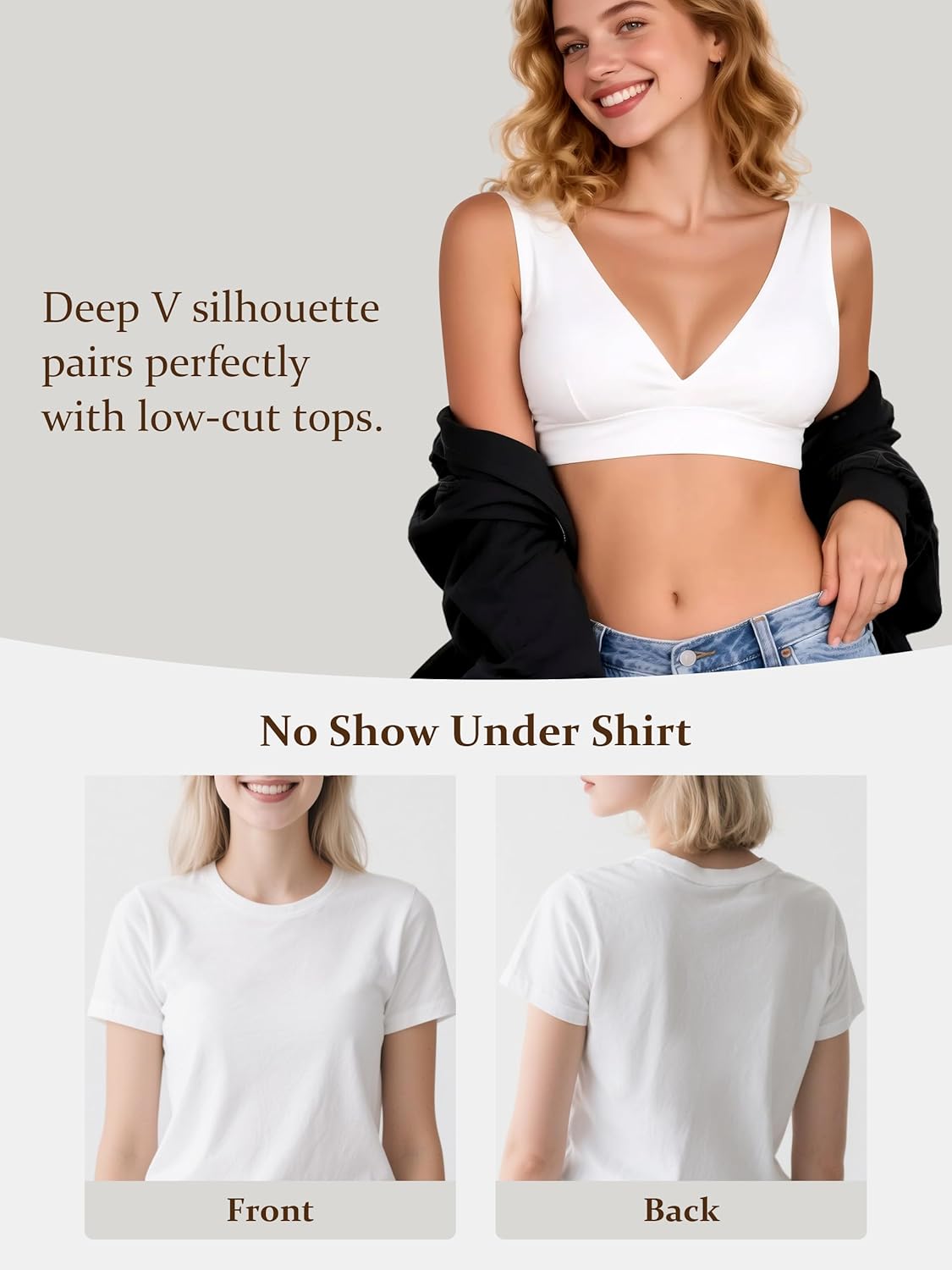 Push Up Bras for Women Demi Tshirt Bra Add 1 Cup Padded Sexy Plunge Smooth Underwire - Image 7