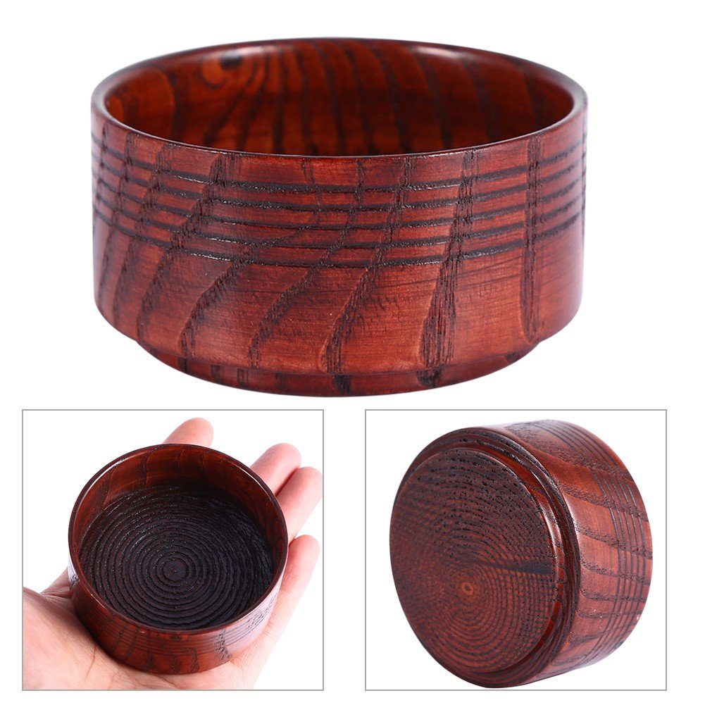 Ciotola da barba, portasapone in legno da barba portasapone tazza strumento tazza naturale per rasoio da uomo schiuma da barba rotonda
