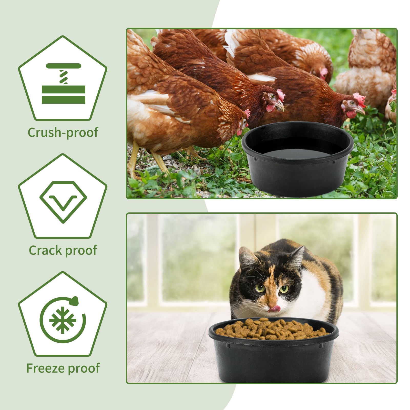 Secchio resistente per mangime per cavalli, 4 l, in gomma resistente, per alimenti, per polli, asini e cani di grossa taglia (4 pezzi)