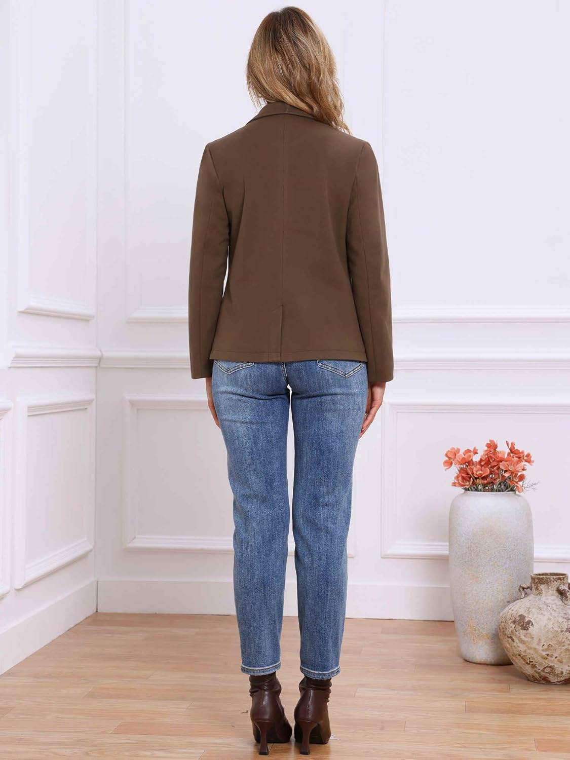 Allegra K Blazer for Women's Notched Lapel Long Sleeve Vintage Casual Business Work Office Suit Jackets with Pocket - Image 3