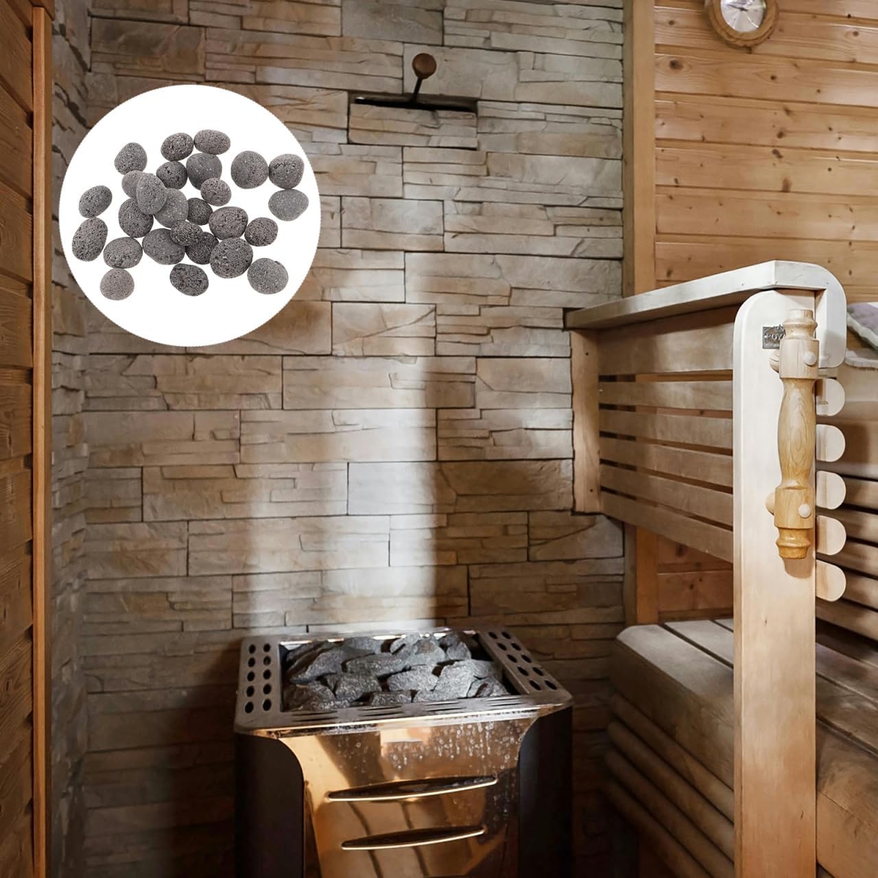 Sauna Stones for Electric Heater 1Kg Bag - Natural Heating Rocks for Dry & Wet Steam Sauna Portable Heater Replacement for Indoor & Outdoor Use