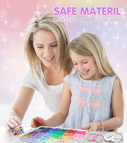 Miniatura 6 de Gionlion Kit completo de fabricación de pulseras de la amistad, 72 colores de cuentas de arcilla preppy A-Z, cuentas de números y dijes, kit
