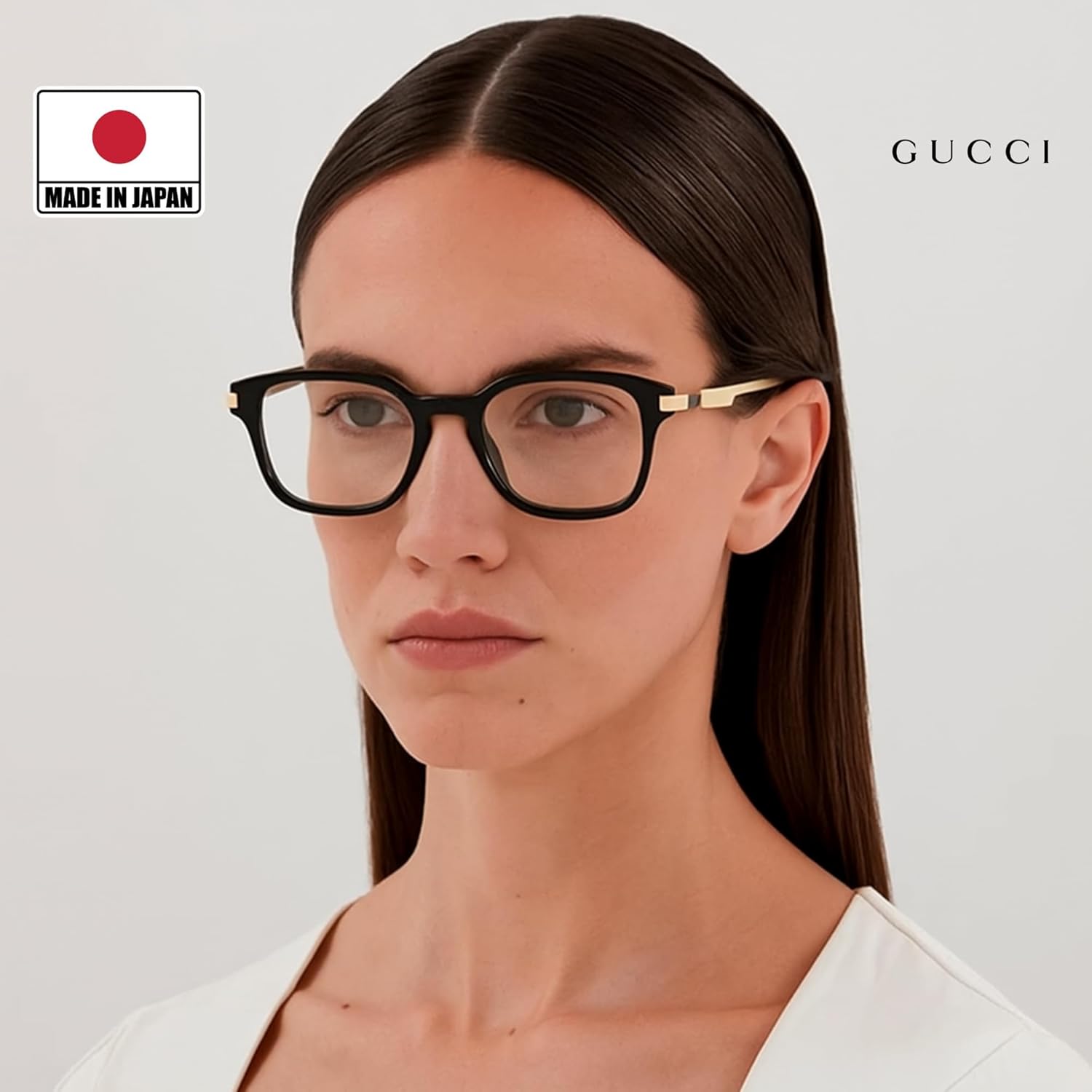 Gucci GG1209O Lettering Logo Square-Shaped Non-Polarized Sunglasses for Men & Women – Includes Luxury Eyewear Kit – Gold Frame with Clear Lens - Image 8