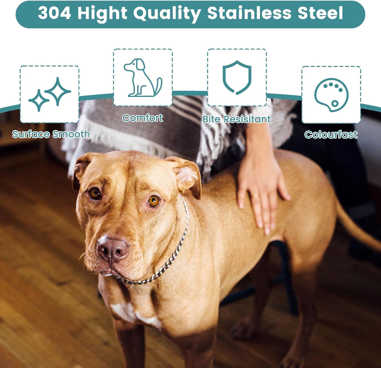 PETTOM Dog Chain Collar Stainless Steel Rust-Proof, Seamlessly Welded Hair-Friendly Design, Dog Choker Collar Silver for Training Walking (M- Diameter 50cm) 6 71m0qvbRasL. AC SL1500