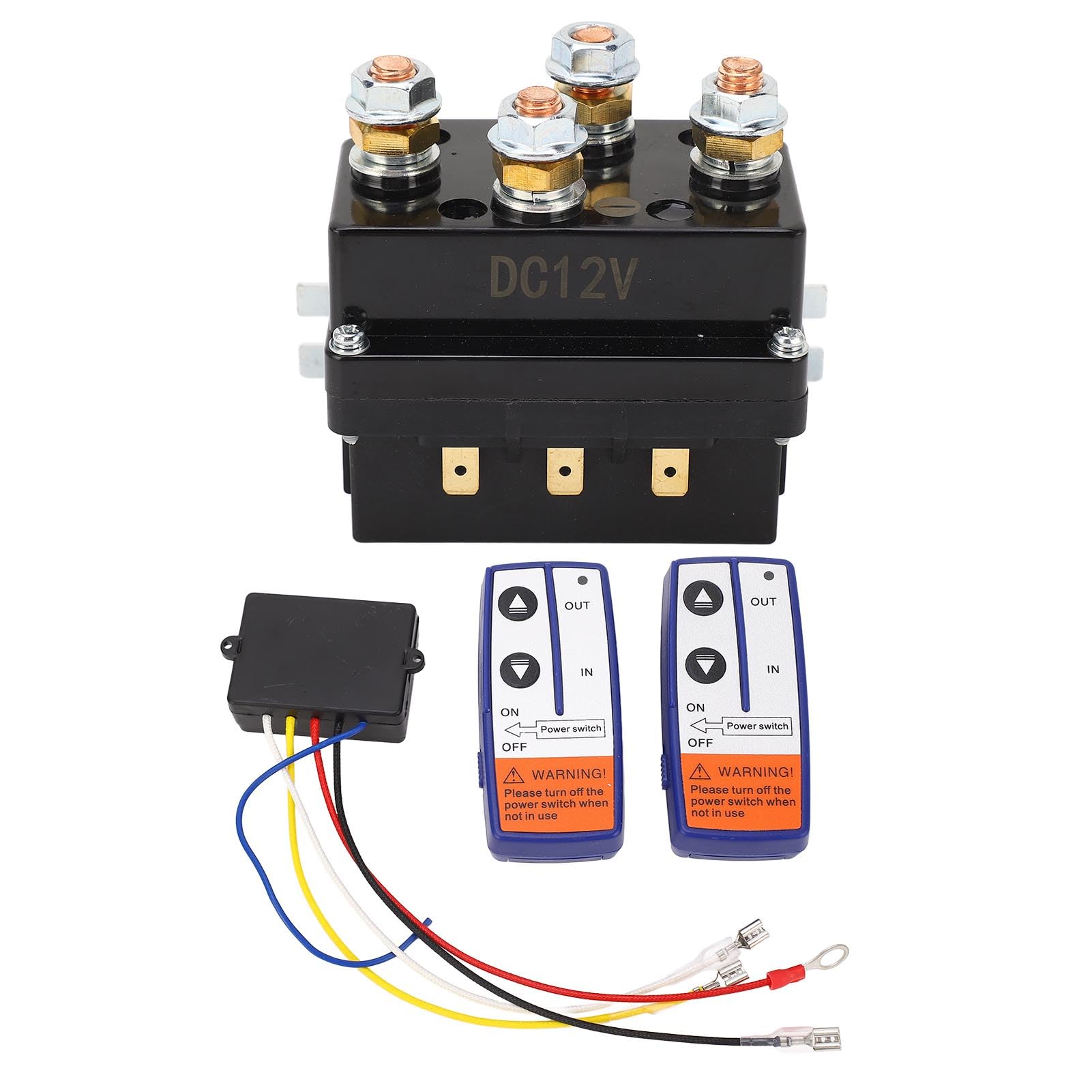 Bewinner Kit de relé de Cabrestante de 12 V 500 A con Control Remoto, Interruptor de Contactor de Cabrestante Resistente para ATV, Motos de Nieve, UTV, Cortacésped, Tractor de Jardín, Resistente Al