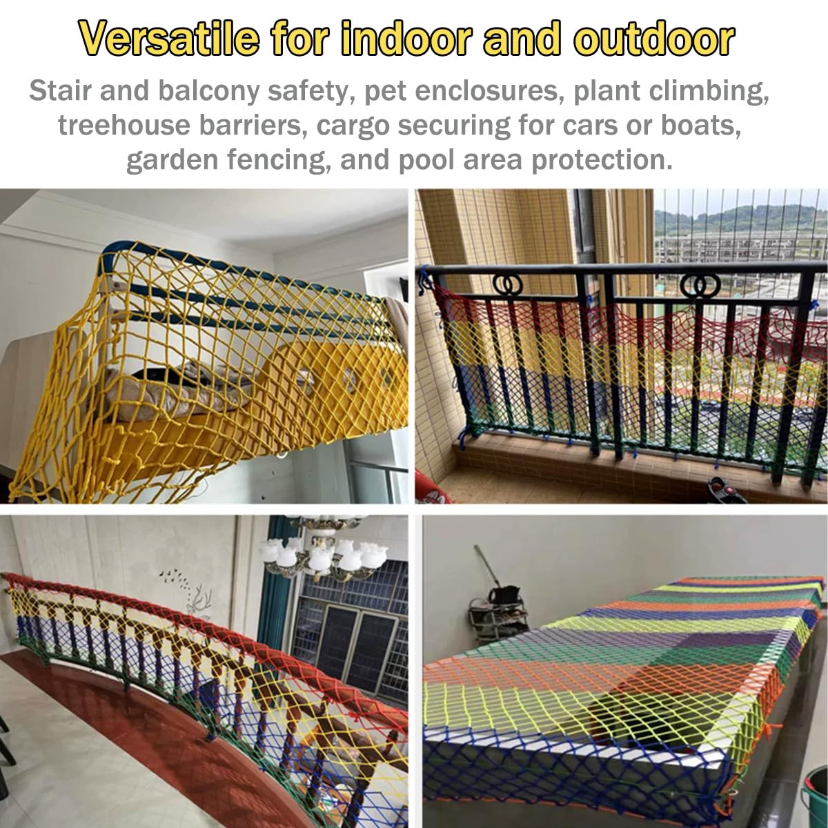 Rete protettiva di sicurezza per animali domestici e bambini, altalena, casetta sull'albero, finestre/balcone/ringhiera per scale, parchi giochi all'aperto, arrampicata, anti-caduta, reti