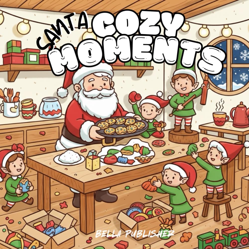 Santa Cozy Moments: Bold Line Christmas Coloring Book: 30 Heartwarming Holiday Illustrations for Relaxation and Mindful Festive Joy (Cozy Moments: Simple Bold Lined)