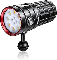 Vista 8 de Luz de buceo, TS S Pro13000Lumens 328.1 ft luz de video subacuática, linterna de buceo, linterna impermeable con carga tipo C para deportes