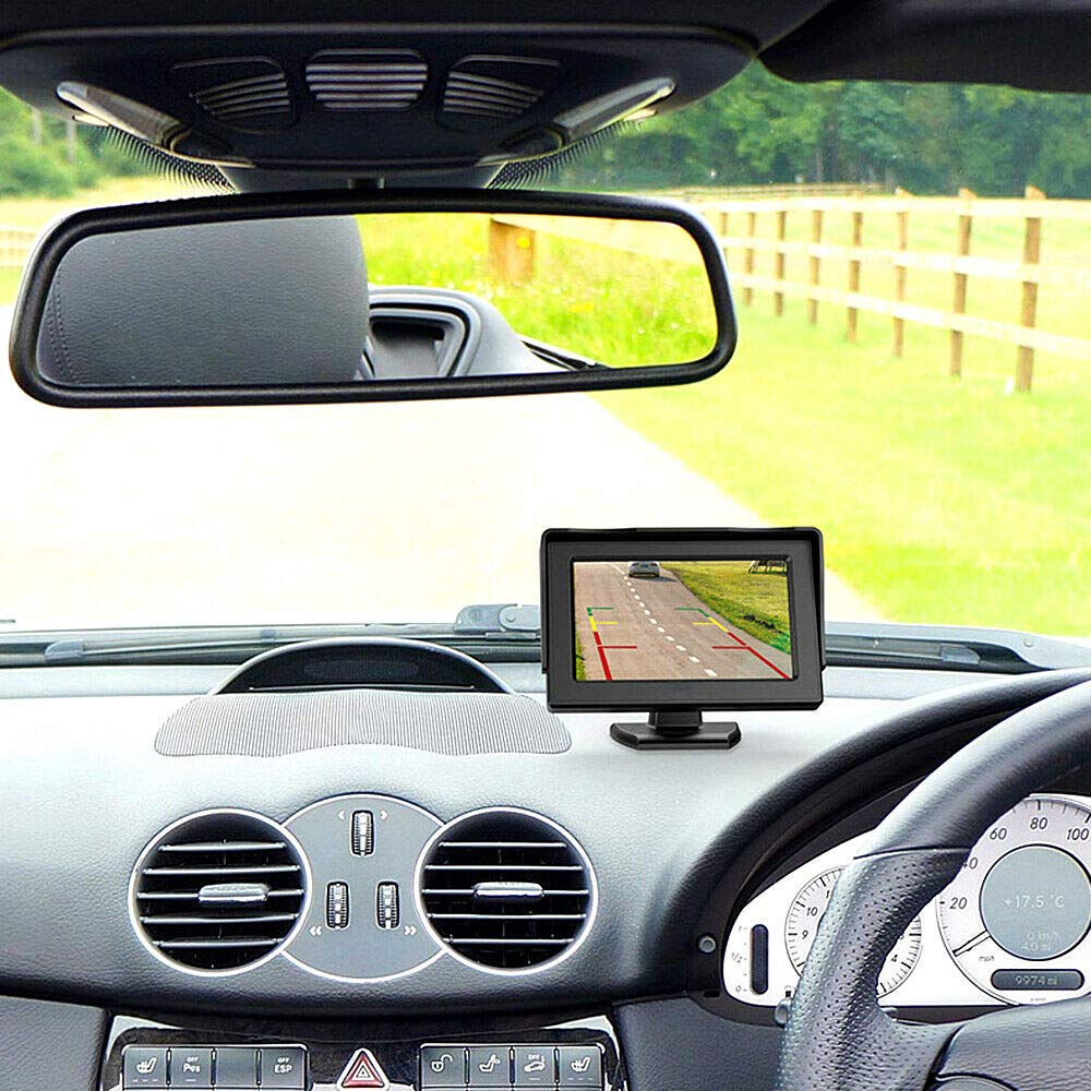 4,3 Pouces HD Écran de Moniteur de recul de Voiture pour remorque 12V-30V | Riloer Moniteur LCD TFT couleur numérique pour remorque de camion d'autobus de voiture pour caméra de recul de stationnement