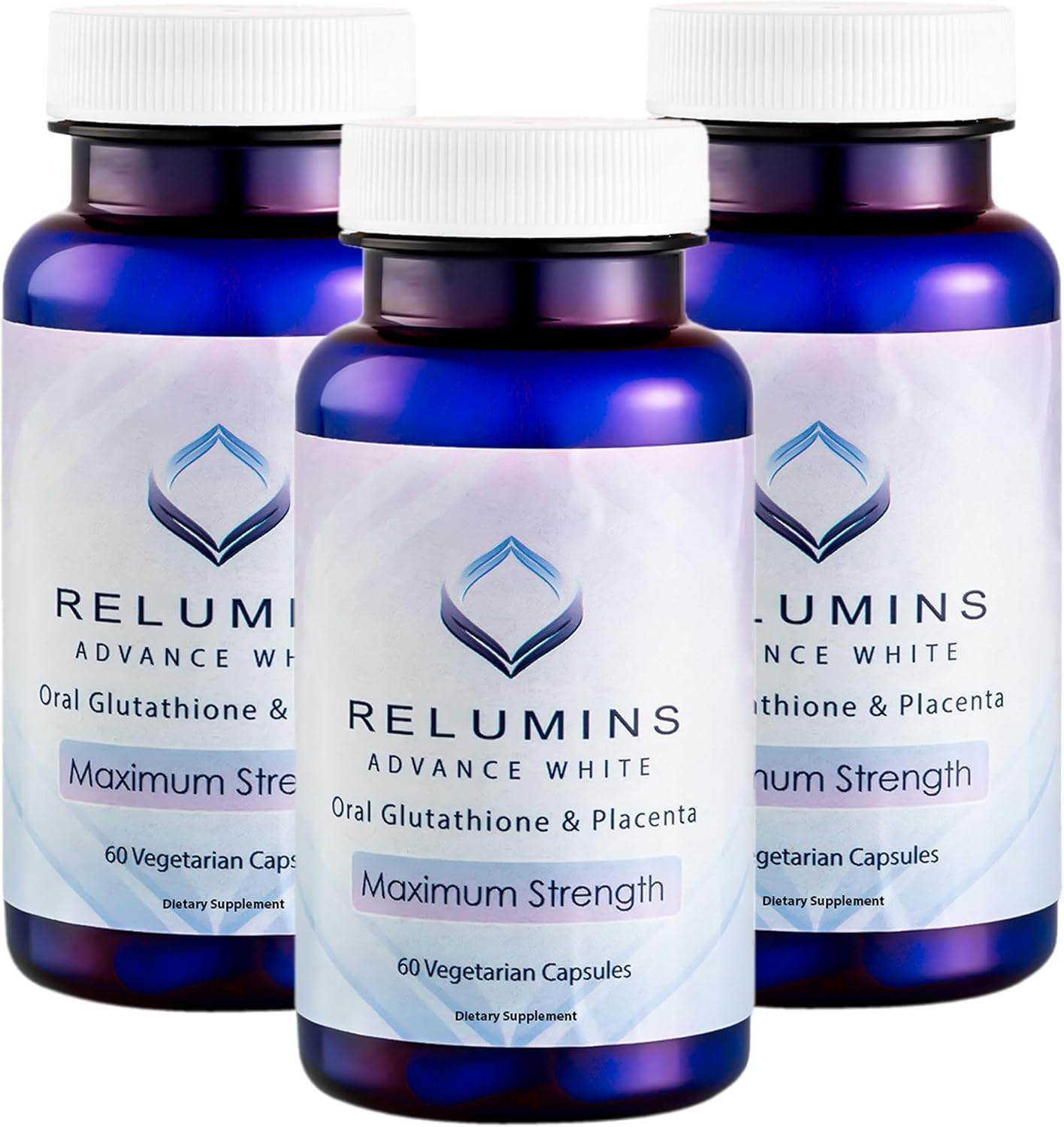 Relumins Advanced White Glutathione Capsules - Max Strength Supplement with ALA, Placenta, Rose HIPS & Vitamin C - Supports Collagen & Youthful Skin, Made in USA - 60 Caps