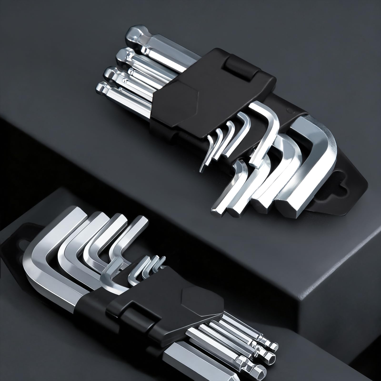 9-Piece Ball End Hex Key Set/Allen Wrenches Set,Short Arm Hex Key Metric & SAE,Sizes 1.5-10mm