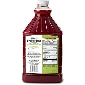 DrinkFit Fruit Smoothie | Real Fruit Puree, Low Sugar, Gluten-Free & Non-GMO, Strawberry Smoothie Mix - Makes 32 Smoothies, 64 Fl Oz
