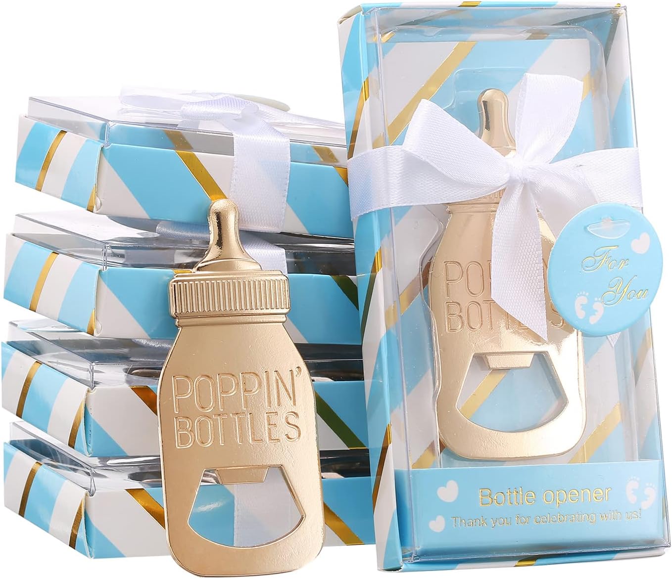 24 Pack Baby Shower Favors for Guest Bottle Opener Baby Shower Souvenirs Bottle Opener for Baby Birthday Party Souvenirs Return Gifts Party Decoration (Blue, 24)