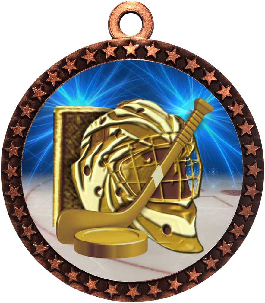 Express Medals Various Styles 1 to 50 Pack of Bronze Ice Hockey Medals Trophy Award with Neck Ribbon Medal Trophies Gift Prize