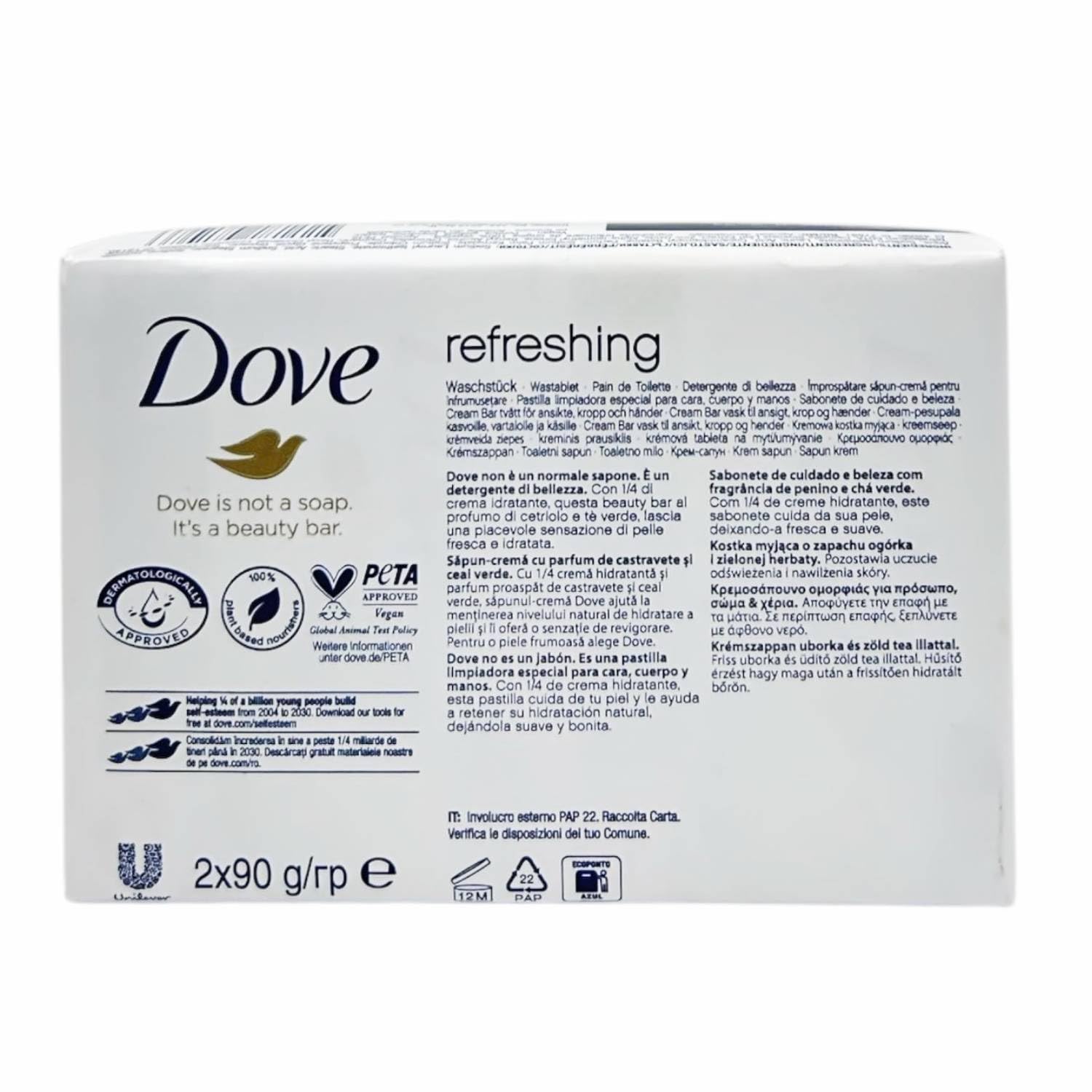 Dove Beauty Cream Bar Seifen, robust, verschiedene Düfte, 2 x 90 g (24 Einheiten, Gurke und grüner Tee)