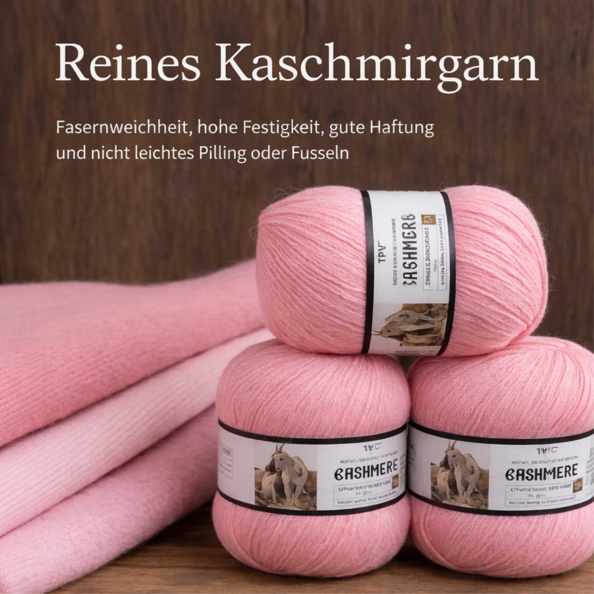100% Kaschmirgarn mittelkamel - Ultraweich & Warmes Luxus-Wollgarn zum Stricken Häkeln - 1 Set = 6 Knäuel = 300g - 100% - handgemachte Pullover, Schals, Mützen, Handschuhe Winterkleidung