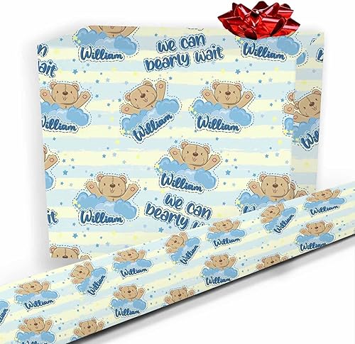 Miniatura 7 de PGJoyer Papel de regalo personalizado para baby shower, papel de regalo con nombre personalizado para niños, papel de seda personalizado para niños,