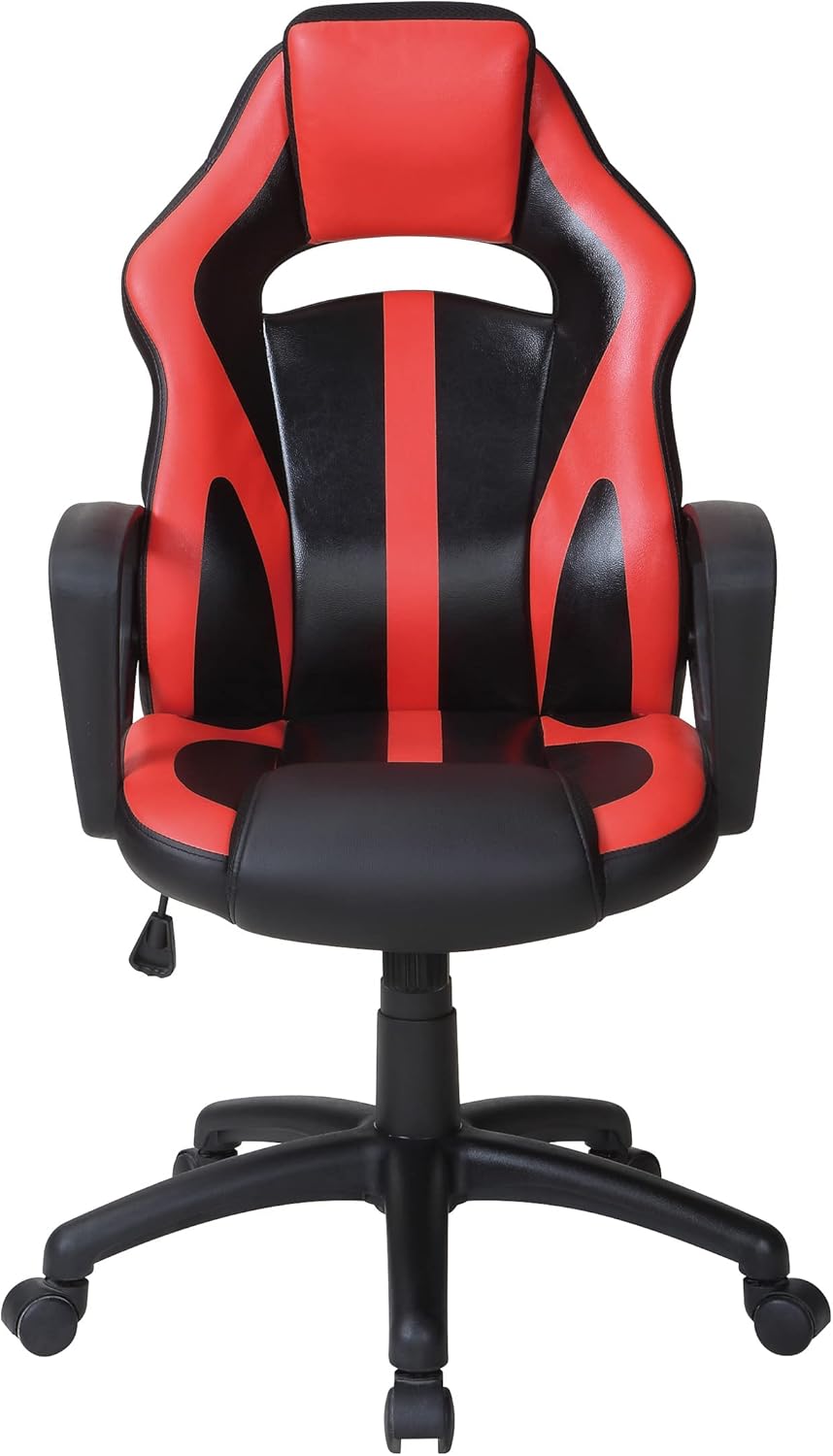 Influx Modern Black and Blue Faux Leather Gaming Chair with Lumbar Support