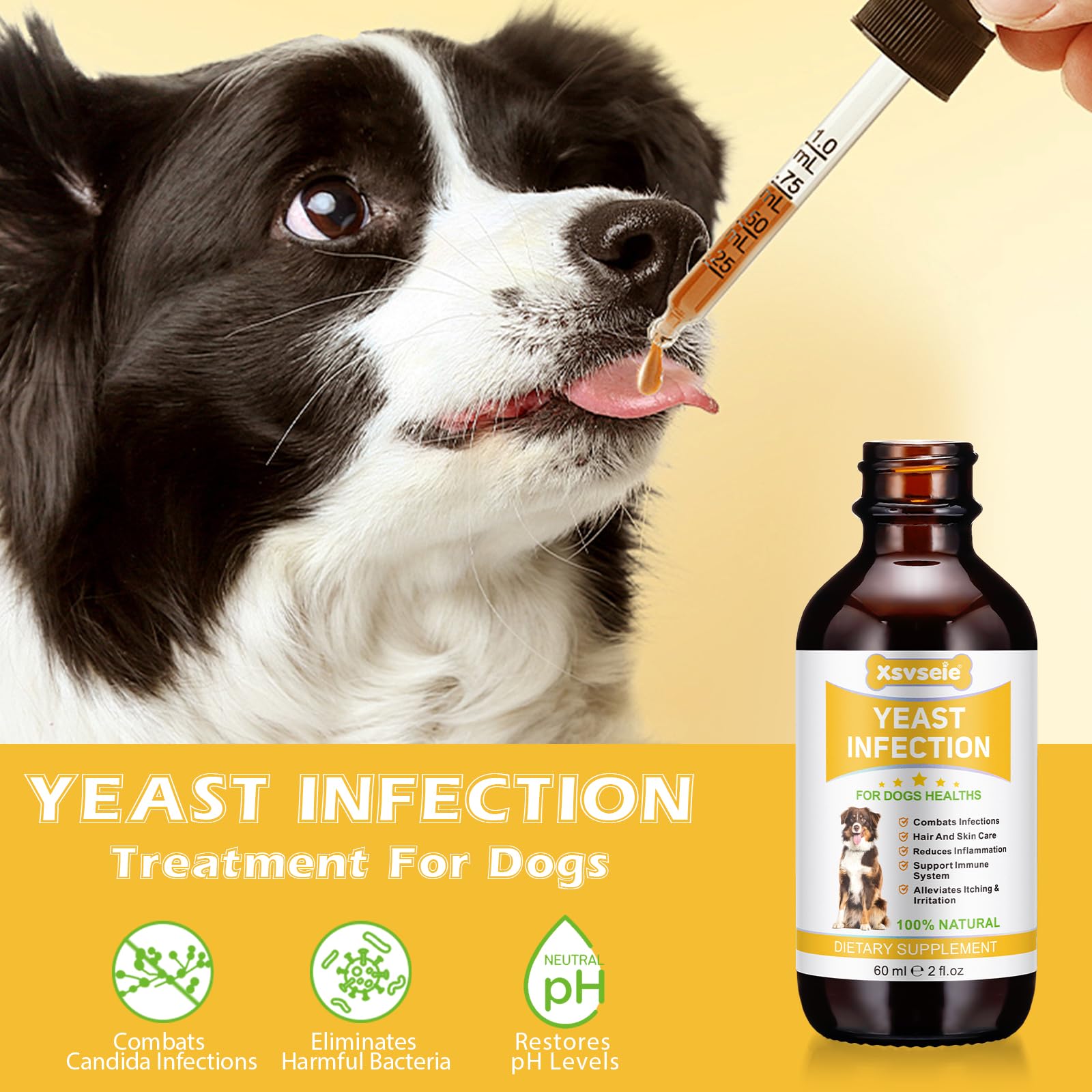 Yeast Infection Treatment for Dogs, Naturally Supports Dog Healthy Itch Relief, Ear Infection Treatment, Dogs Allergy Relief, Inflammation Relief & More 2 fl.Oz — view 2