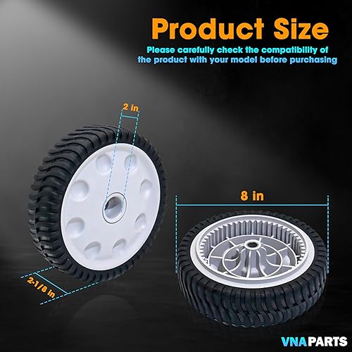Miniatura 3 de 2 piezas de rueda delantera de repuesto 634-05039 compatible con cortacésped Troy-Bilt TB200 TB210 TB220 TB230 TB240 TB260 TB270ES TB280ES