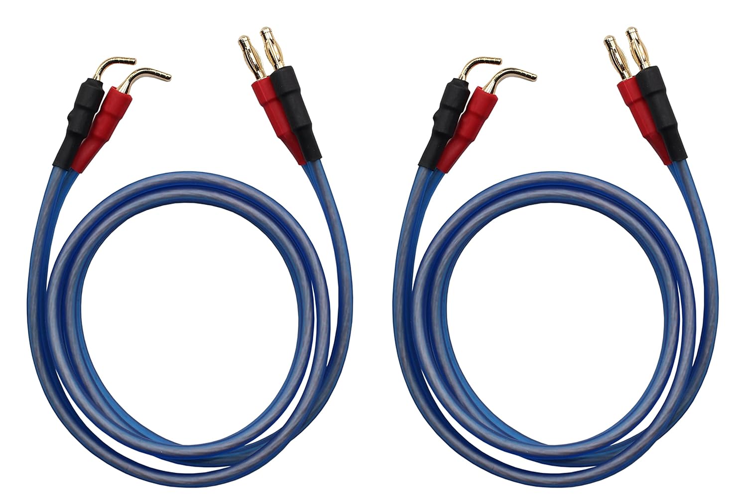 KKCable GU-H 1pair Set(8banana Total) 14 Gauge AWG HiFi 4N OFC Speaker Wire. Pin Plug to Banana Plug. GU-H (2.5M(8.2ft))