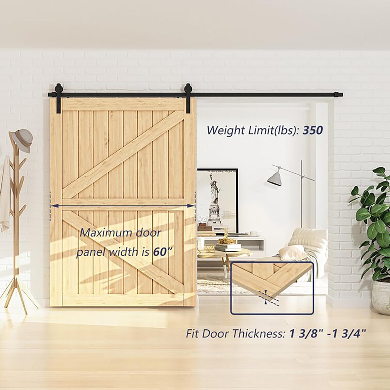 ROOMTEC 10FT Sliding Barn Door Hardware Kit, Barn Door Track Kit for Single Door,Heavy Duty,Basic J Pulley,Slide Smoothly Quietly,Easy Install (No Door)