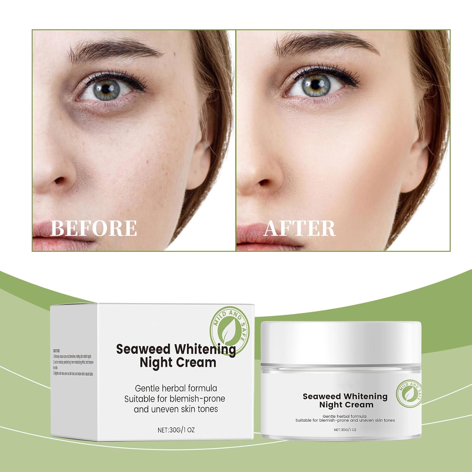 Seaweed Face Night Cream, Women Facial Moisturizer, Deep Hydrating, Repairing Barrier and Nourishing Skin, for Oily and Dry Skin, 7.05Oz - Image 3