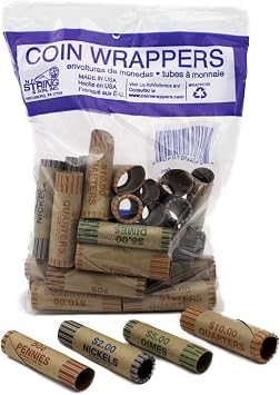 Assorted Pre-Formed Coin Wrappers 36 Pieces