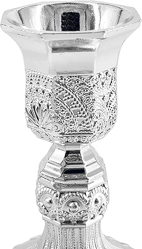 Miniatura 3 de The Dreidel Company Shabbat Candelabros Candelabros Plateados, Juego de 2 Candelabros Estilo 2