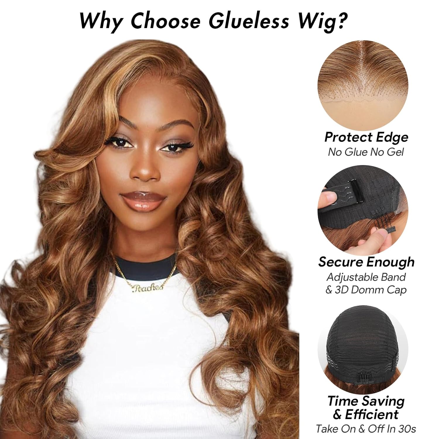 Highlight Glueless Wigs Human Hair Pre Plucked Pre Cut Wear and Go 9X6 HD Lace 4/27 Honey Blonde Body Wave Balayage Wigs for Black Women, 220% Density Glueless Human Hair Wigs 24Inch