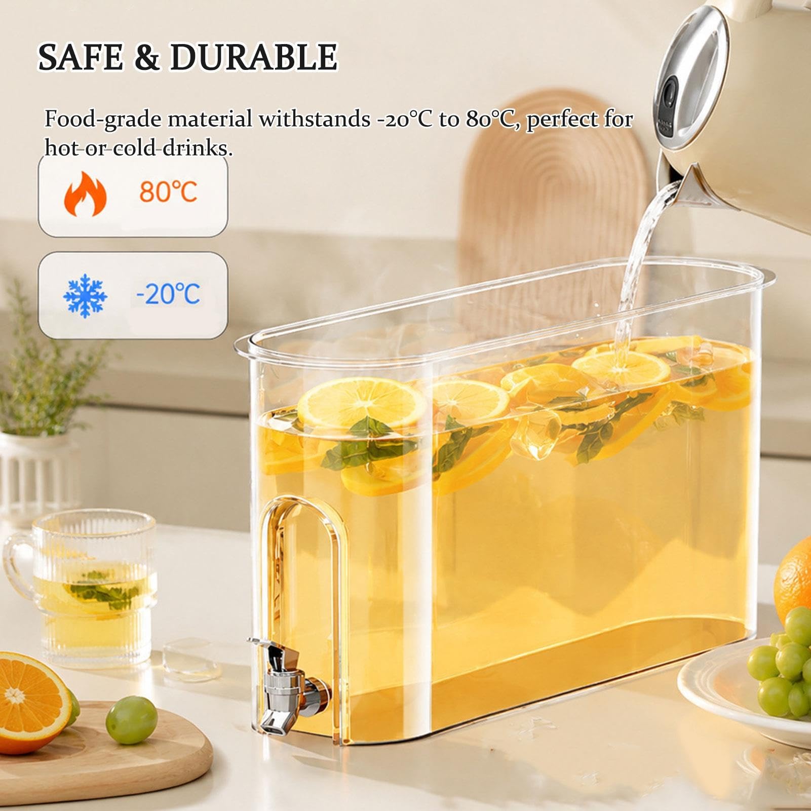 Jarra Hermética Transparente Dispensador Bebidas 4L Grifo Jugo Refrigerador