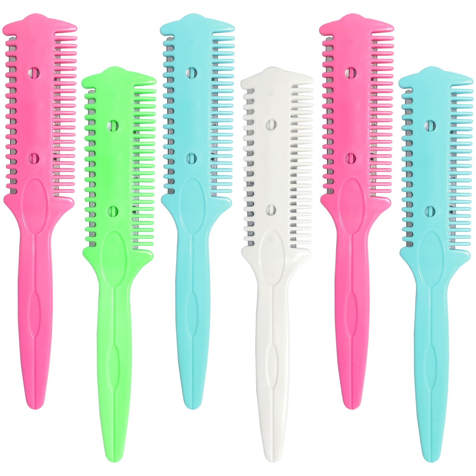 Jaasuee 6-Pack Haircut Razor Comb - Dual-Sided Razor, Hair Styling Razor Scissors Comb, Split Ends Trimmer for Precise Hair Cutting and Styling, Green