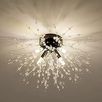 Vista 8 de TANLUX Lámpara de techo negra de montaje empotrado con fuegos artificiales, modernas luces de techo Sputnik de cristal, 6 luces cerca del techo