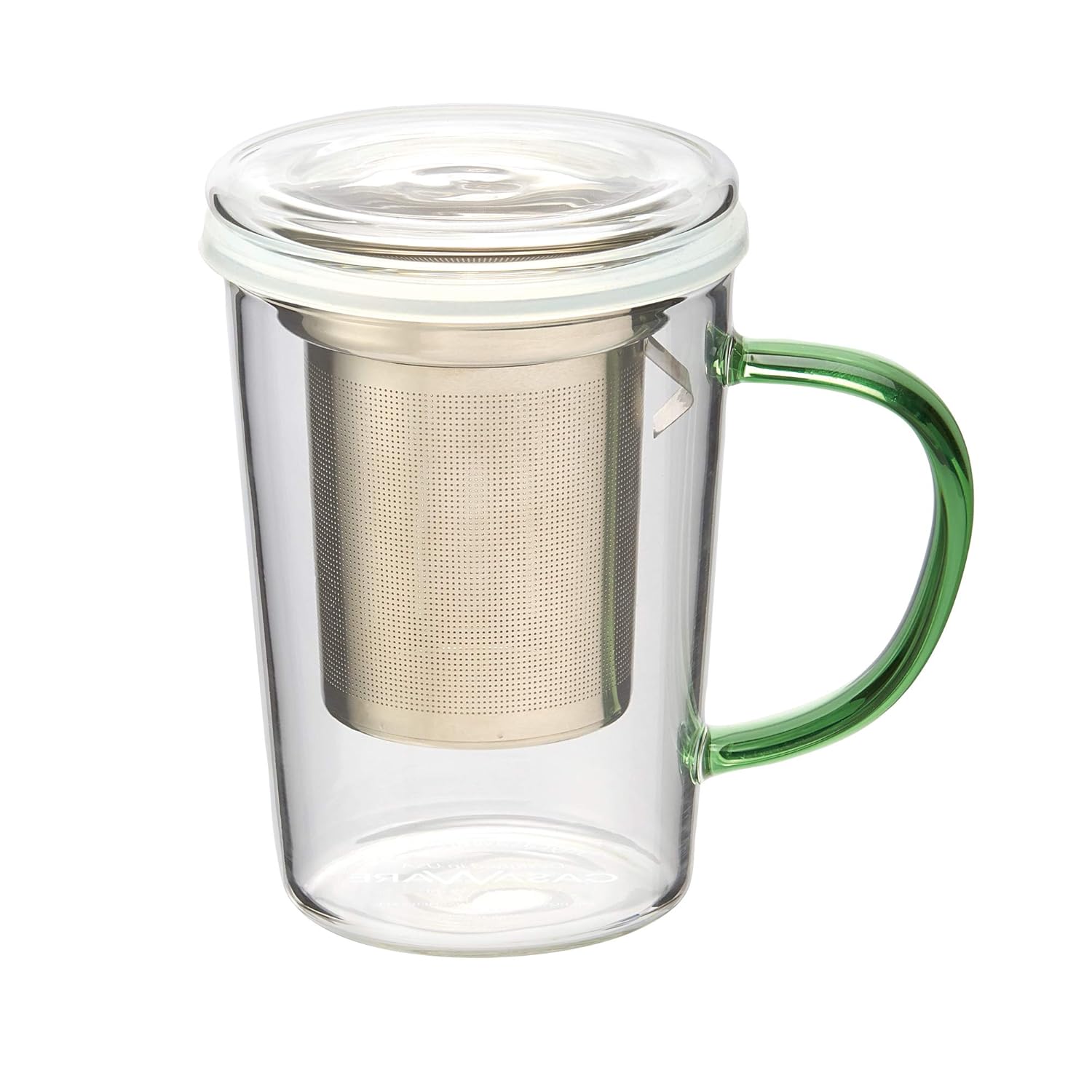 casaWare 18Ounce Borosilicate Glass Tea Infuser Mug with Lid (Green