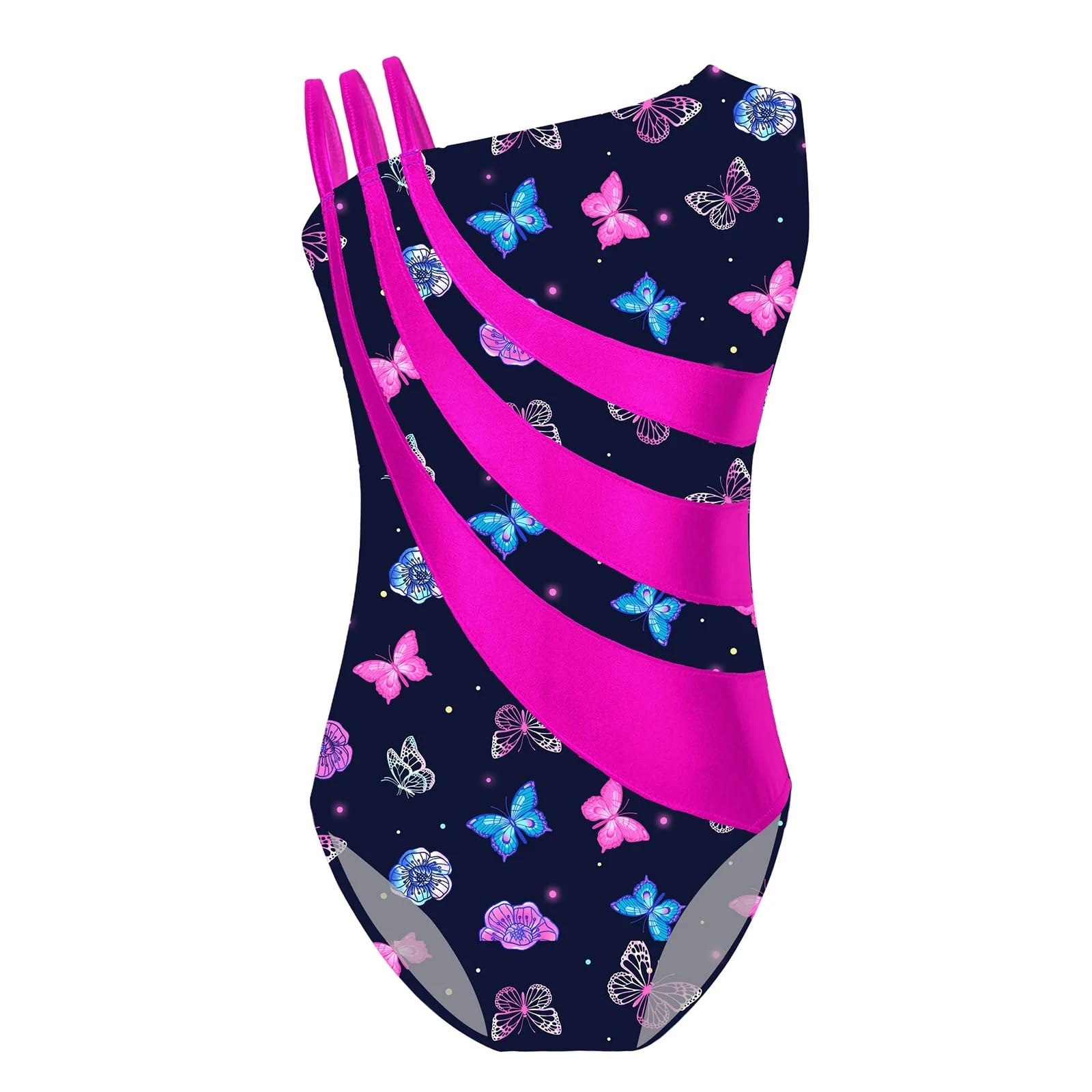 Leotardo para Competición de Gimnasia Leotardo de gimnasia de Ballet for niñas, mono asimétrico brillante metálico con tirantes for el hombro, for entrenamiento deportivo, puesta en escena(Color 1,8)