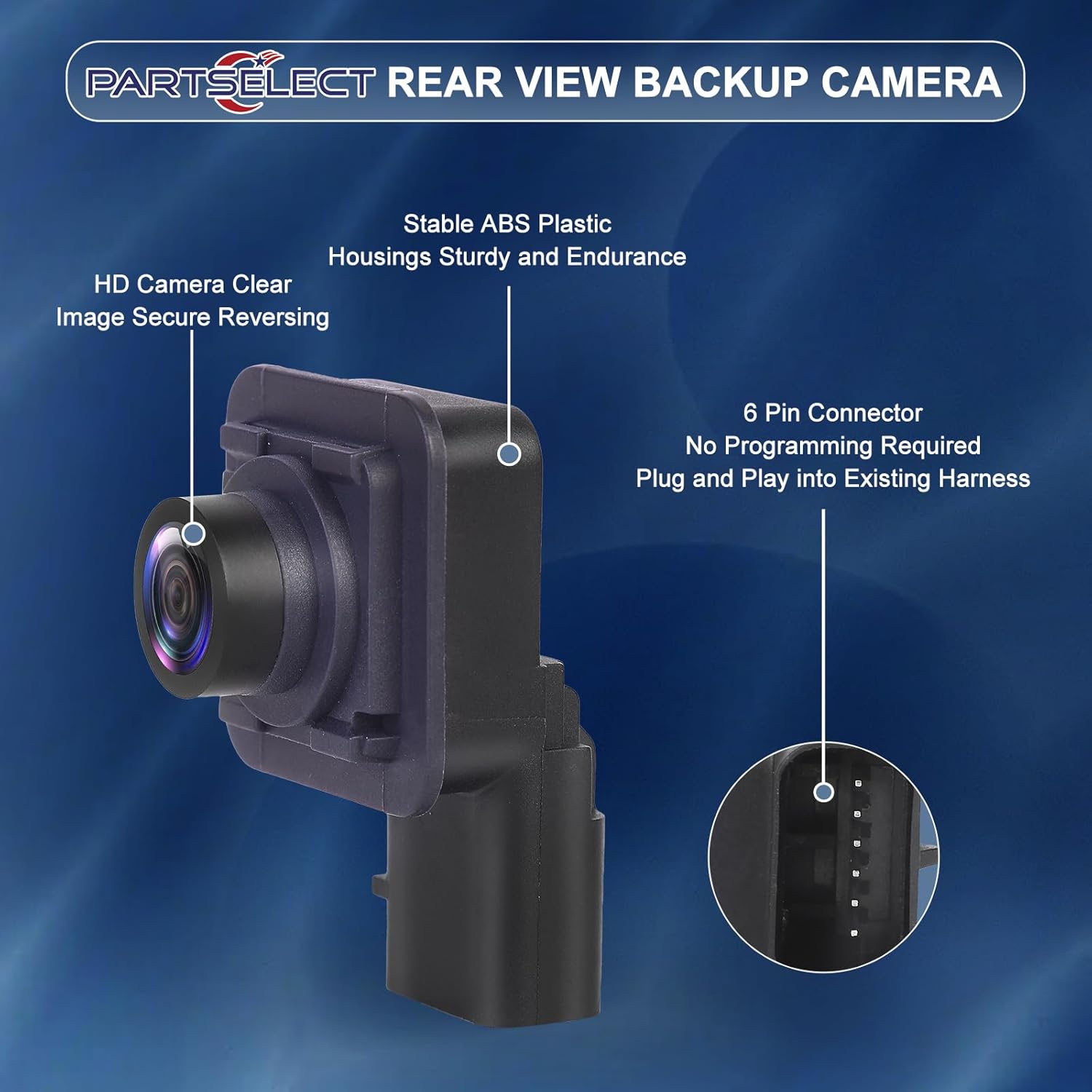 Rear View Backup Camera Replacement for Ford F250 F350 F450 F550 Super Duty 2017-2022 6.2L 6.7L 7.3L Back Up Camera Replaces# JC3T-19G490-AD JC3T19G490AD (Just for 6pin Plugs)