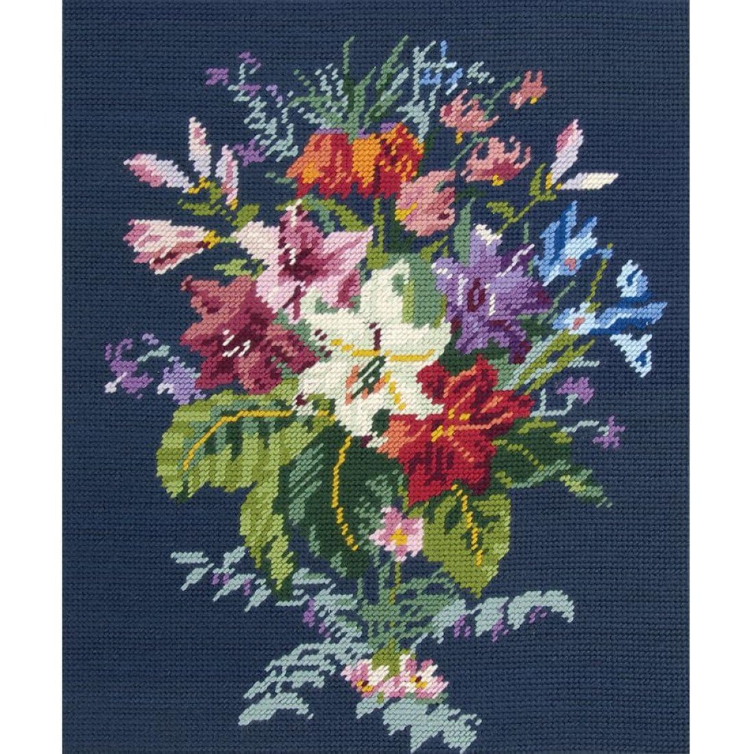 Canevas Penelope Imprimé Bouquet DMC fatigue visuelle réduite 40x50