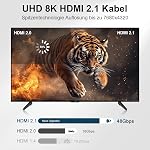 8K Fiber Optic HDMI Cable 50FT, 48Gbps HDMI 2.1 Cable Ultra High Speed 8K@60Hz,4K120Hz,HDCP 2.2&2.3, HDR10 Compatible with Fire Roku Apple HDTV,Monitor,Projecto PS5 Xbox etc.