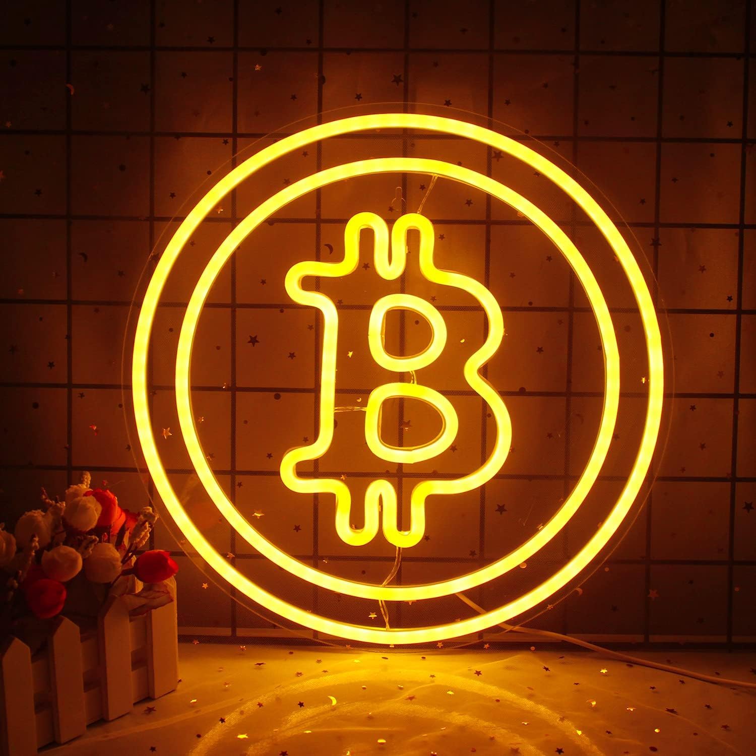 Bitcoin Neonschilder Warmweiß LED Neonlichter für Wanddekoration USB Kruzifix Neonschild für Schlafzimmer Weihnachten Hochzeit Geburtstag Party