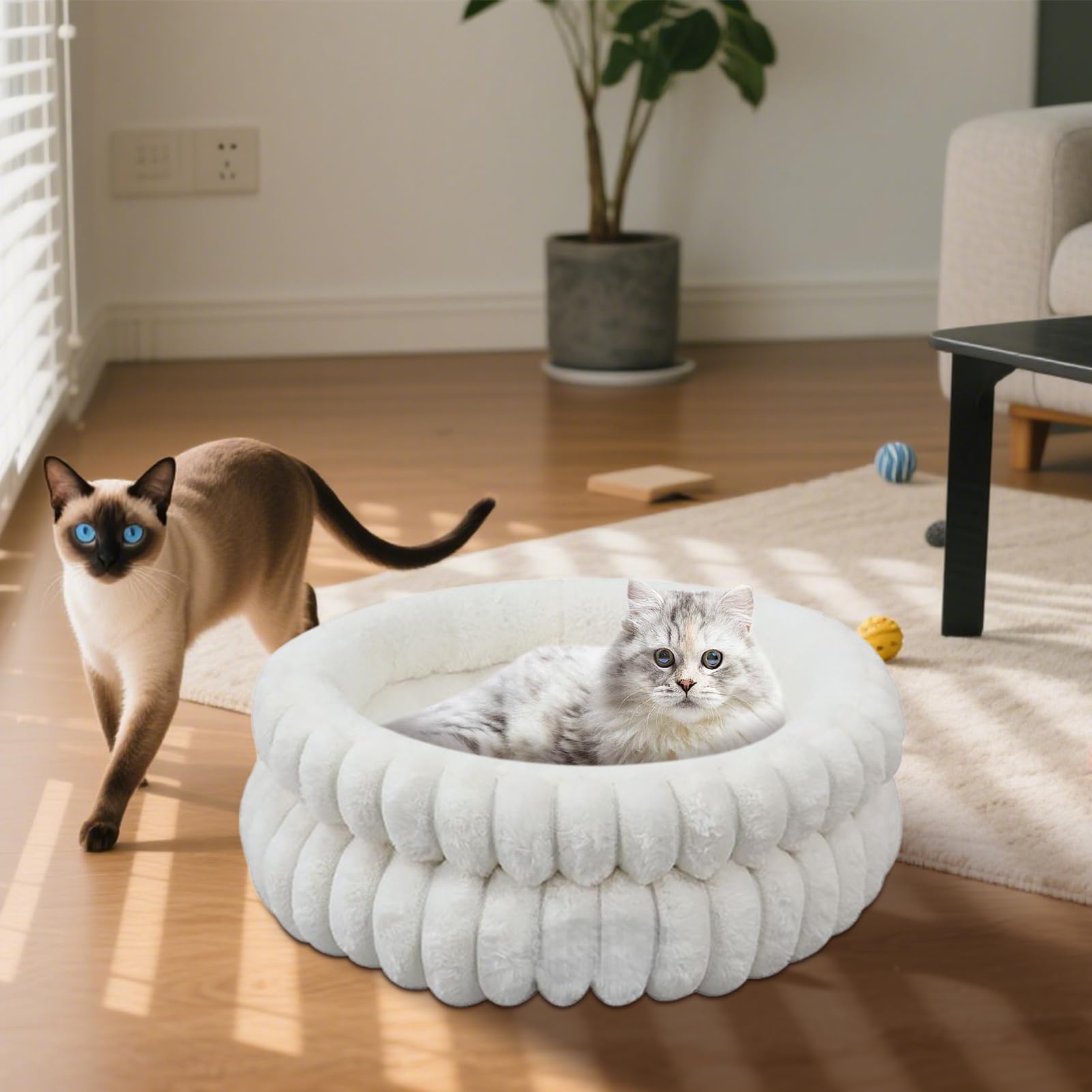 calmante per cani Lavabile Calmante Rimovibile per Cuccioli e e Animali | Cuscino a forma di ciambella antiscivolo per animali domestici animali domestici rotondo morbido