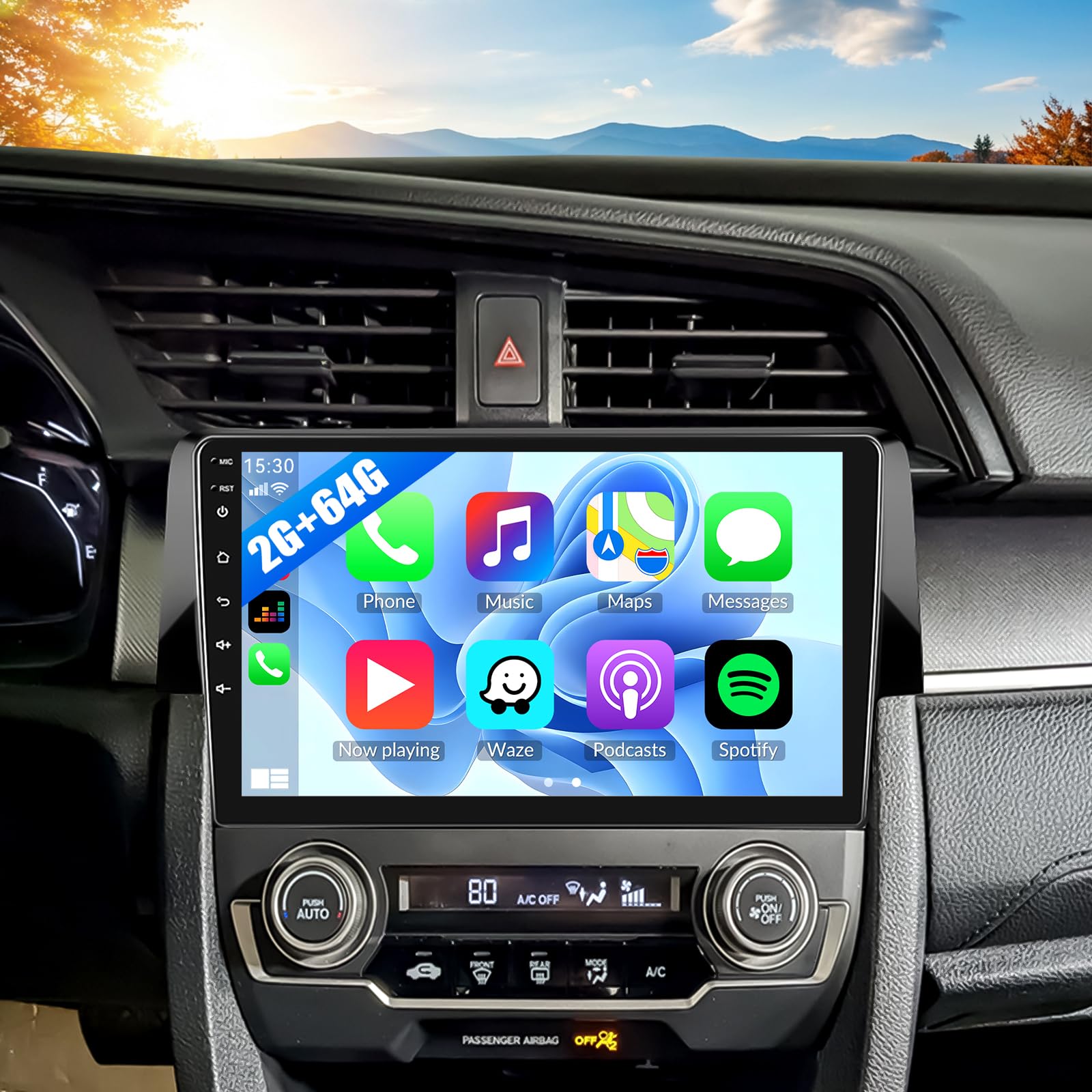 Photo 1 of 8 Core 6G+128G Android Car Stereo Radio for Honda Civic 2016 2017 2018 2019 2020 with 9 Inch 360° Panoramic View Touch Screen Wireless CarPlay Android Auto Backup Camera GPS WiFi