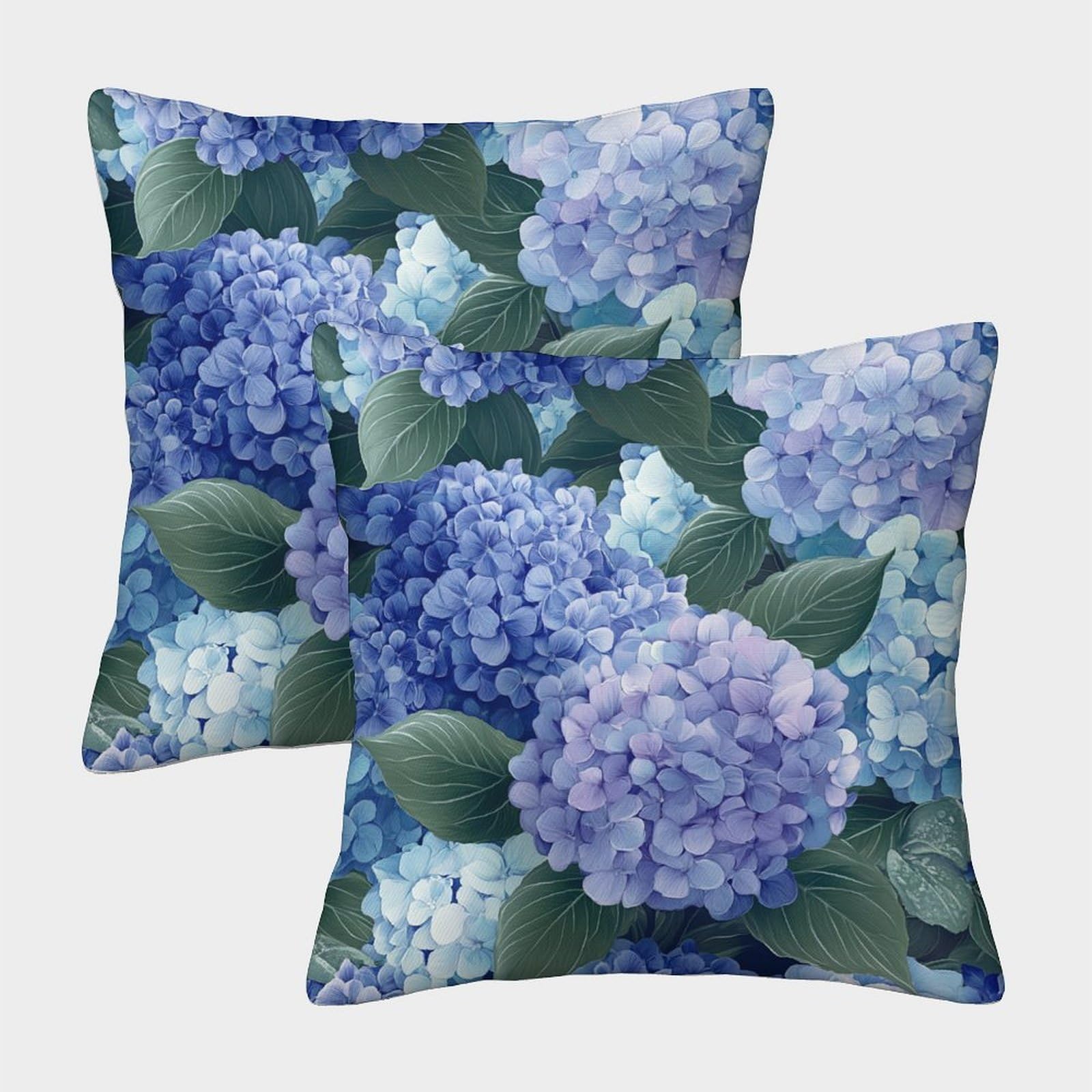 kaiyun 2 Pack Hydrangea,Purple Flowers 3D Image Printed Single-sided Cushion Cover 50x50cm